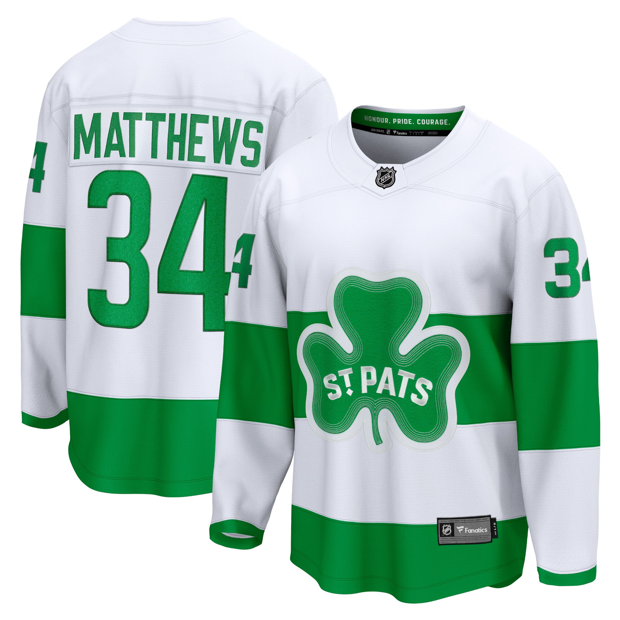 Men's Toronto Maple Leafs Auston Matthews White St. Patricks Alternate Premier Breakaway Player Jersey - JS321 