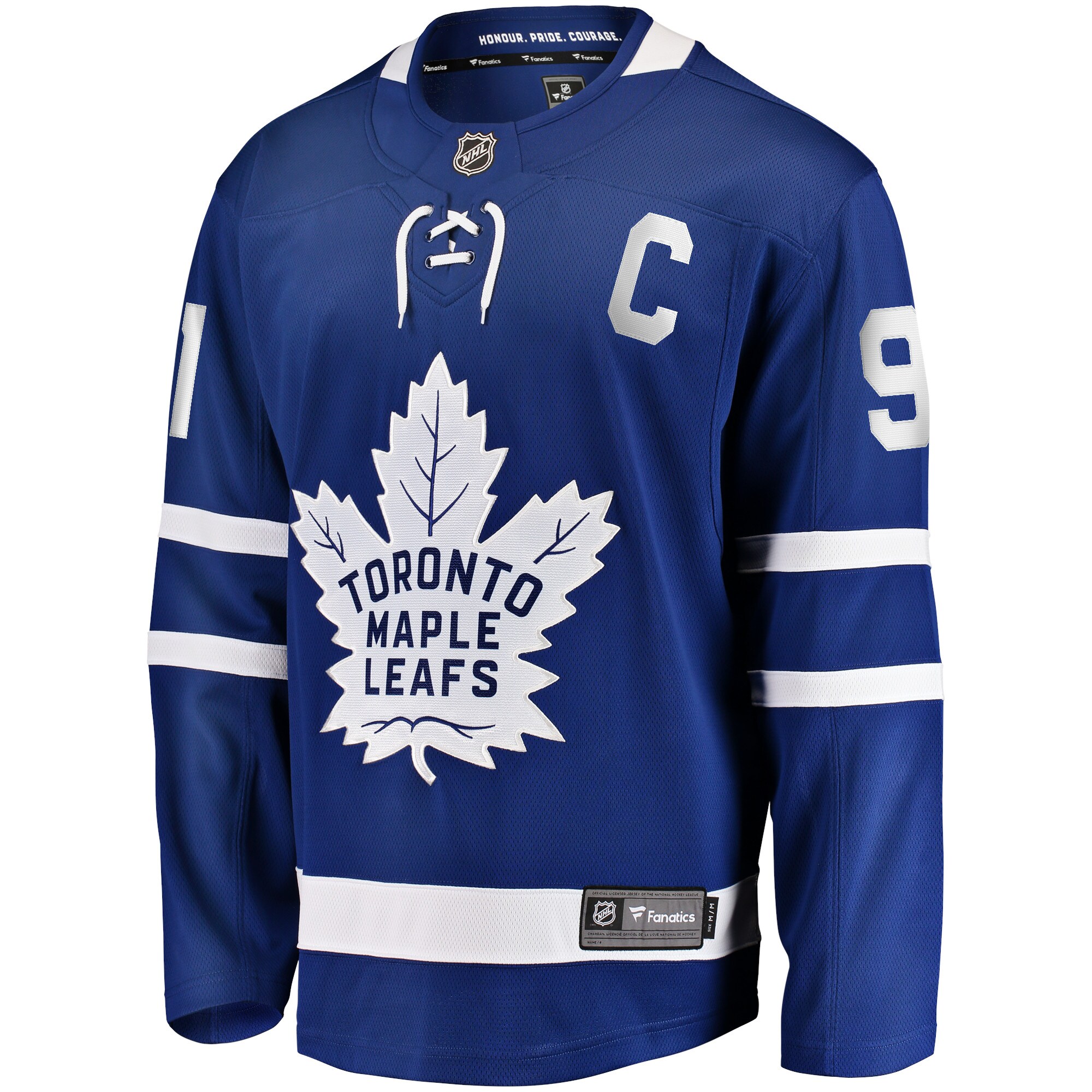 Alternative view of Men's Toronto Maple Leafs John Tavares Blue Home Captain Premier Breakaway Player Jersey - JS564 