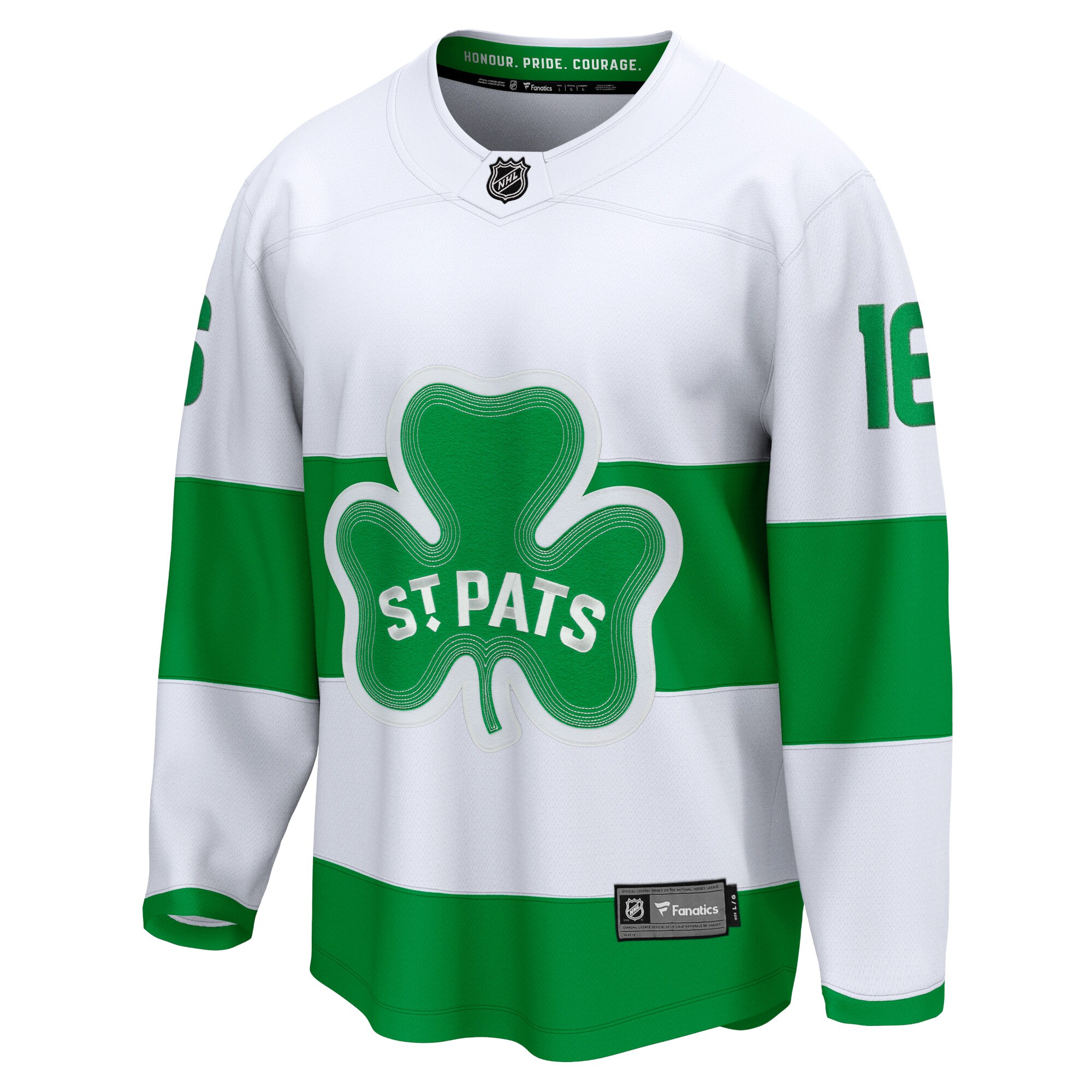 Alternative view of Men's Toronto Maple Leafs Mitch Marner White St. Patricks Alternate Premier Breakaway Player Jersey - JS686 