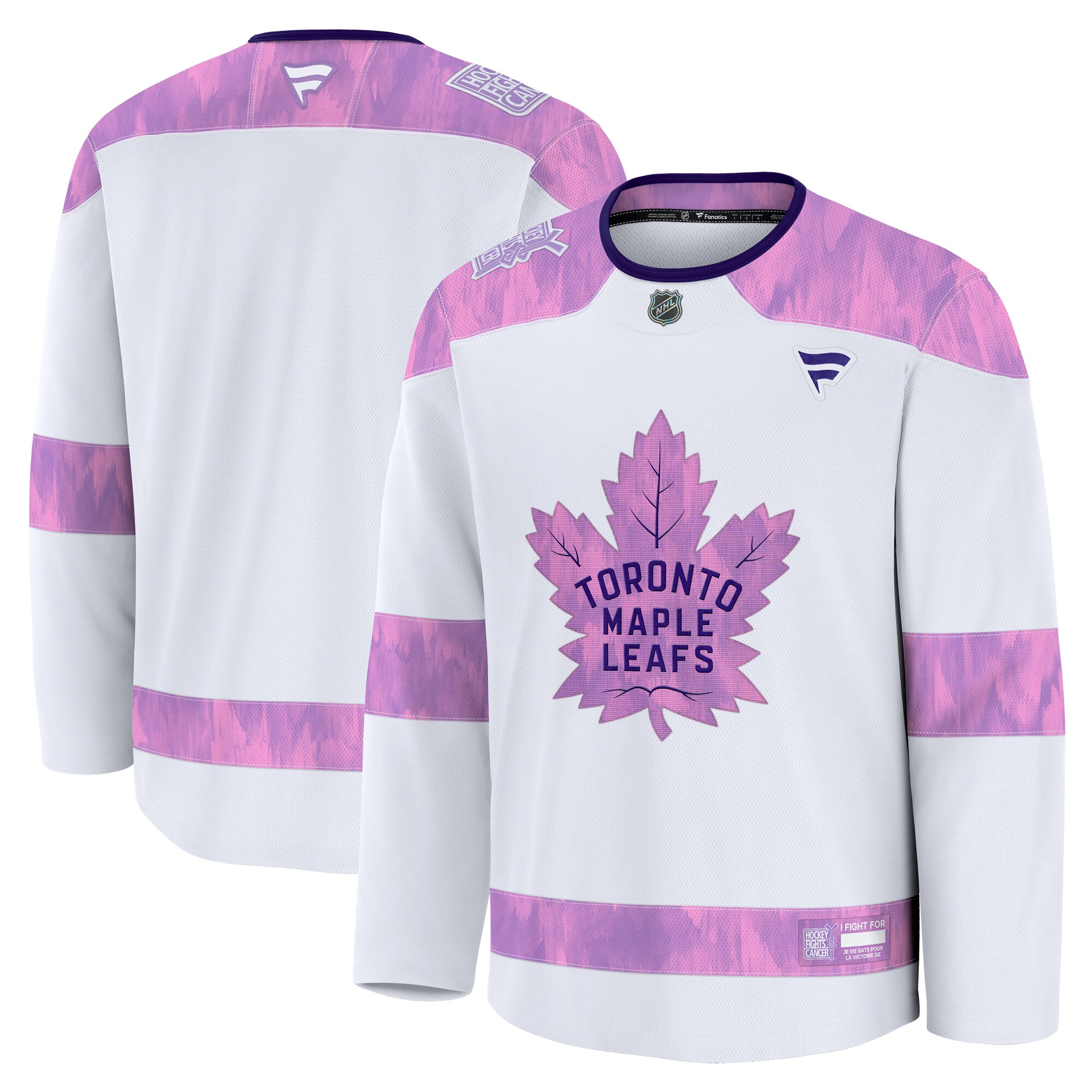 Men's Toronto Maple Leafs White 2024 Hockey Fights Cancer Practice Jersey - JS839 