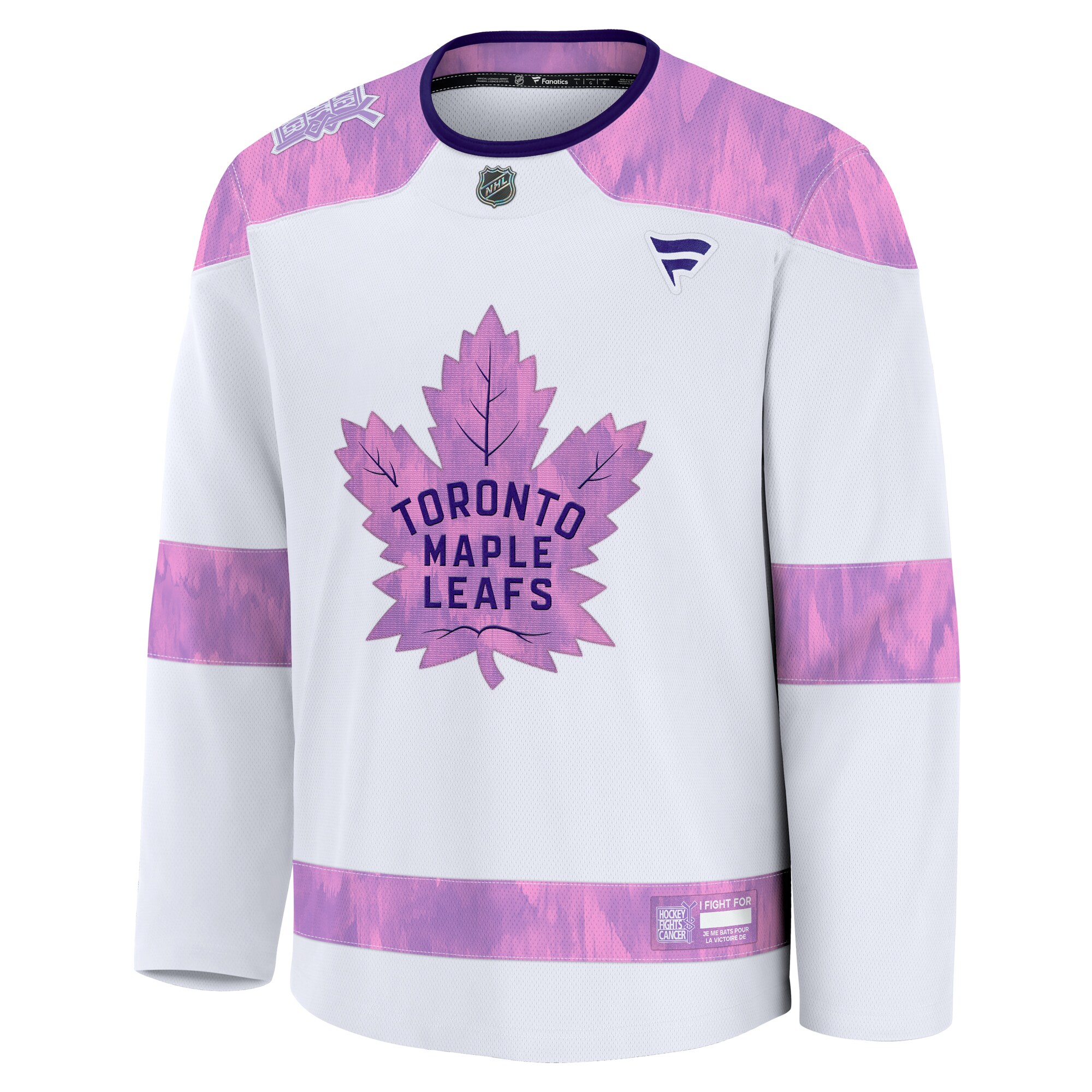 Alternative view of Men's Toronto Maple Leafs White 2024 Hockey Fights Cancer Practice Jersey - JS839 