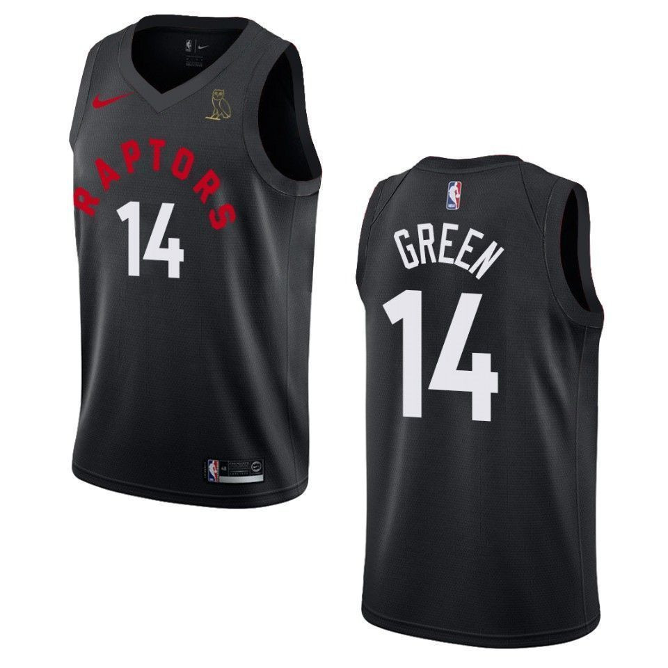 Men's Toronto Raptors 14 Danny Green Drake Ovo Collection Jersey - Black - JS894 