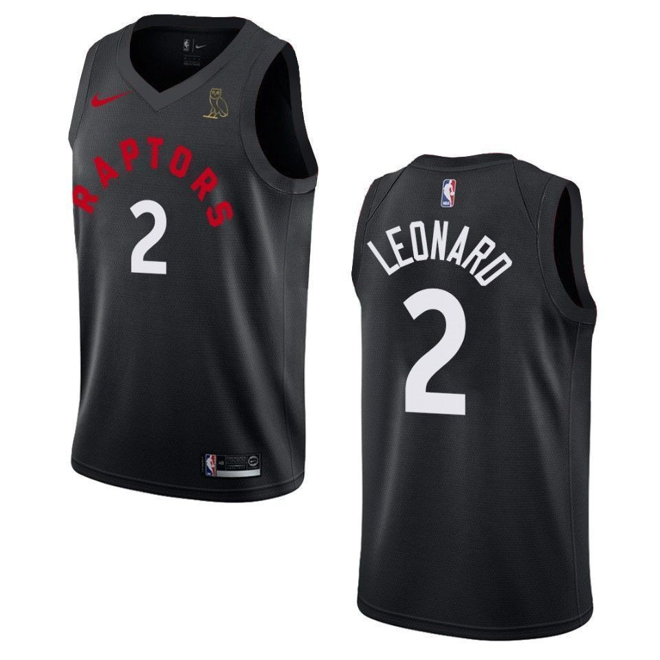 Men's Toronto Raptors 2 Kawhi Leonard Drake Ovo Collection Jersey - Black - JS837 