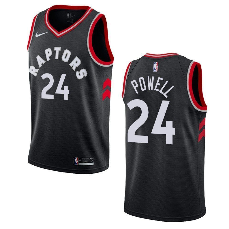 Men's Toronto Raptors 24 Norman Powell Statement Swingman Jersey - Black - JS705 