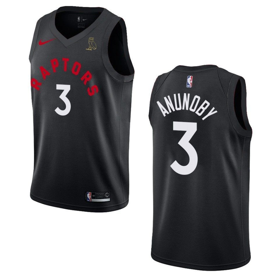 Men's Toronto Raptors 3 Og Anunoby Drake Ovo Collection Jersey - Black - JS922 