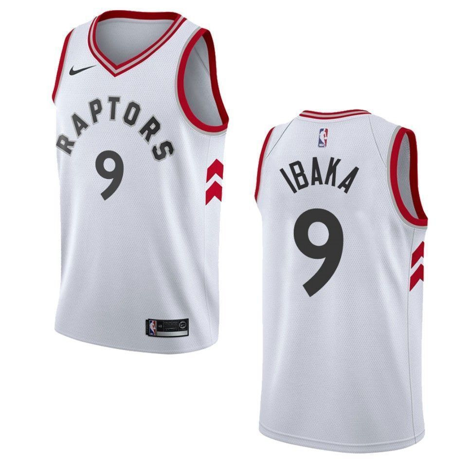 Men's Toronto Raptors 9 Serge Ibaka Association Swingman Jersey - White - JS579 