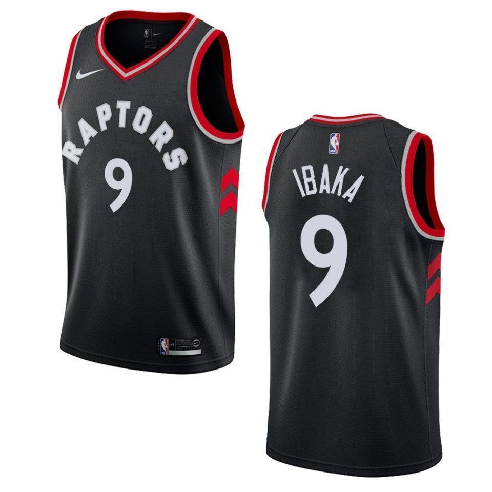 Men's Toronto Raptors 9 Serge Ibaka Statement Swingman Jersey - Black - JS816 