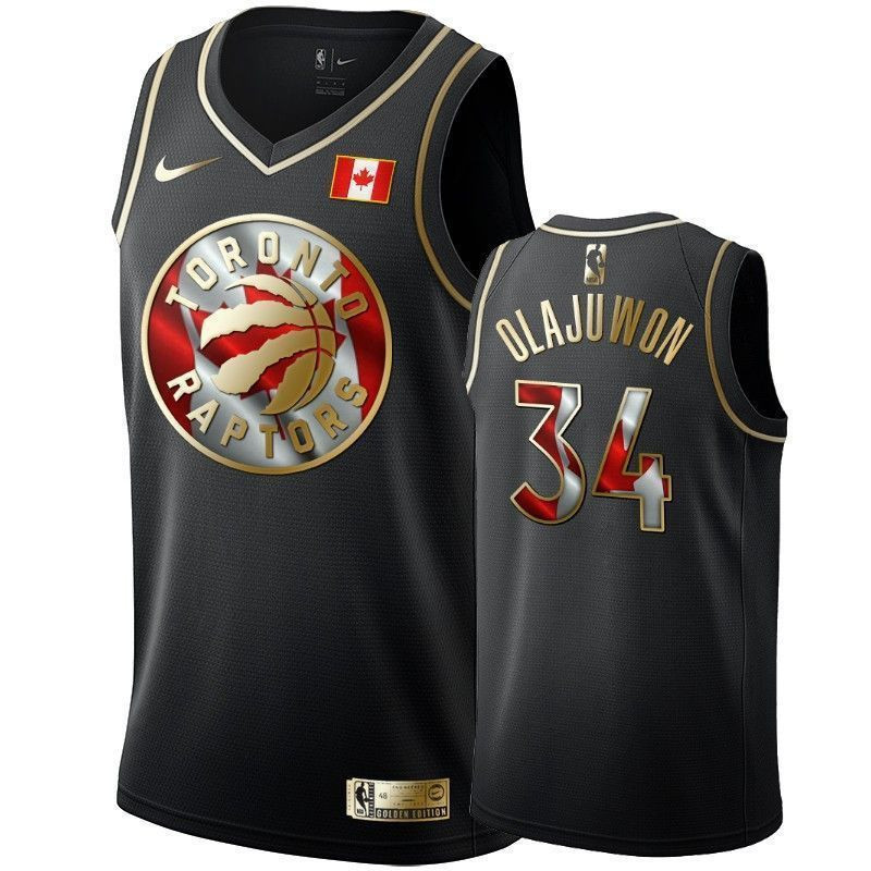 Men's Toronto Raptors Hakeem Olajuwon Canada Day 34 Black Jersey - JS354 