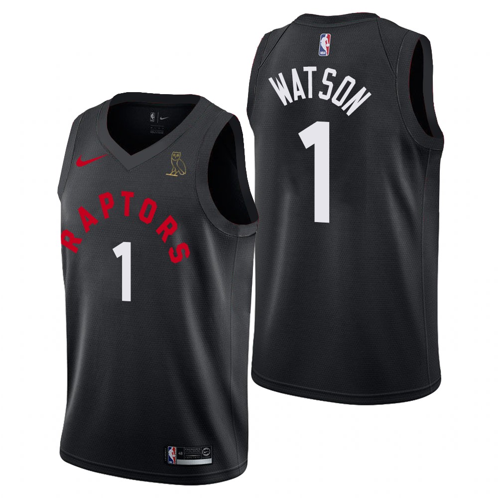 Men's Toronto Raptors Paul Watson #1 Drake Ovo Black Jersey