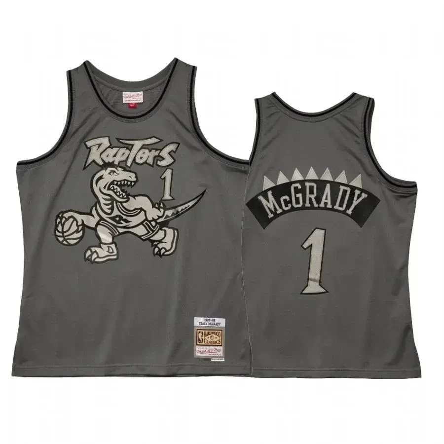 Men's Tracy Mcgrady 1 Toronto Raptors Metal Works Jersey Charcoal - JS164 