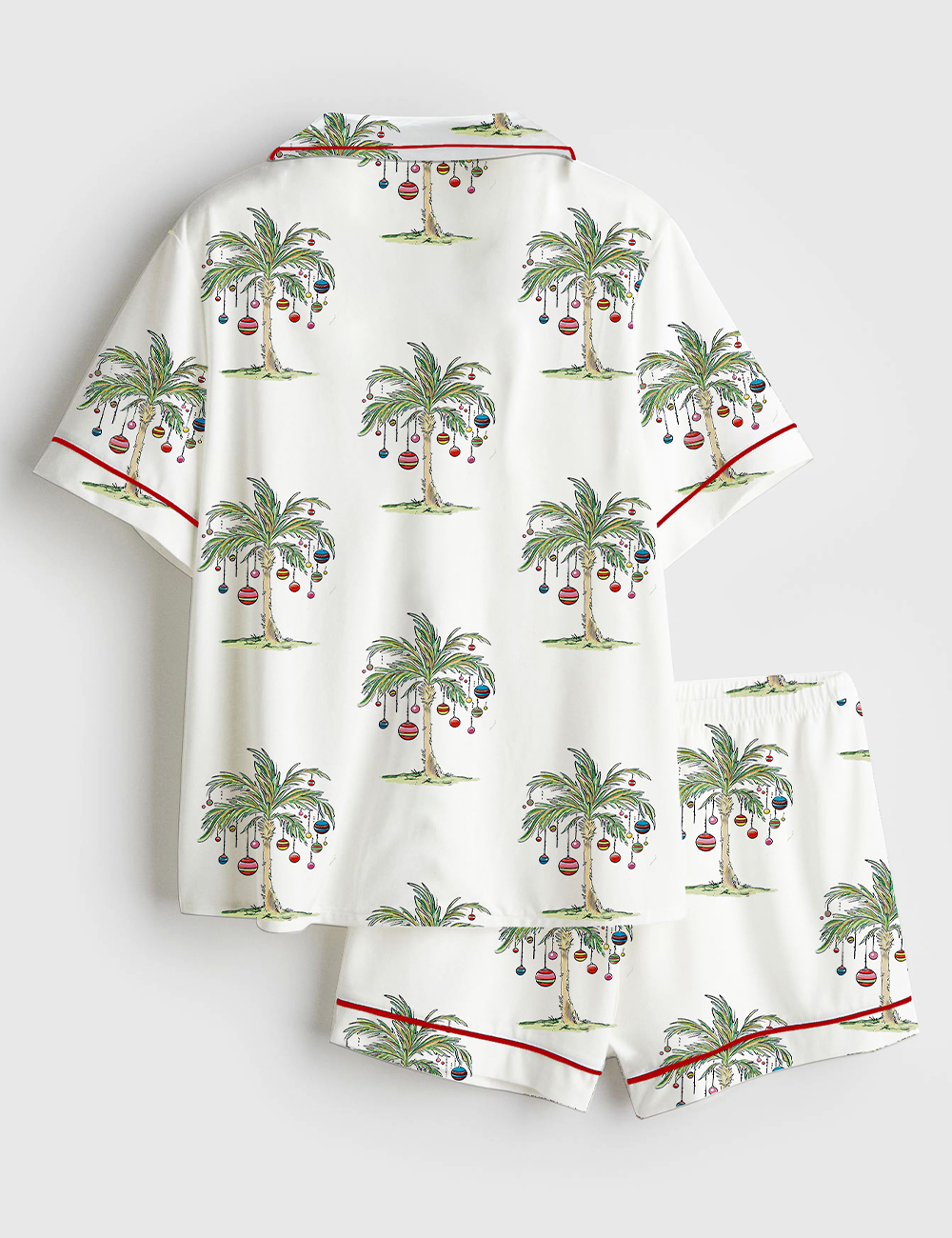Alternative view of Men's Tropical Christmas Aloha Holiday Beach Santa In July Hawaiian Print Short Sleeve Satin Pajama Set