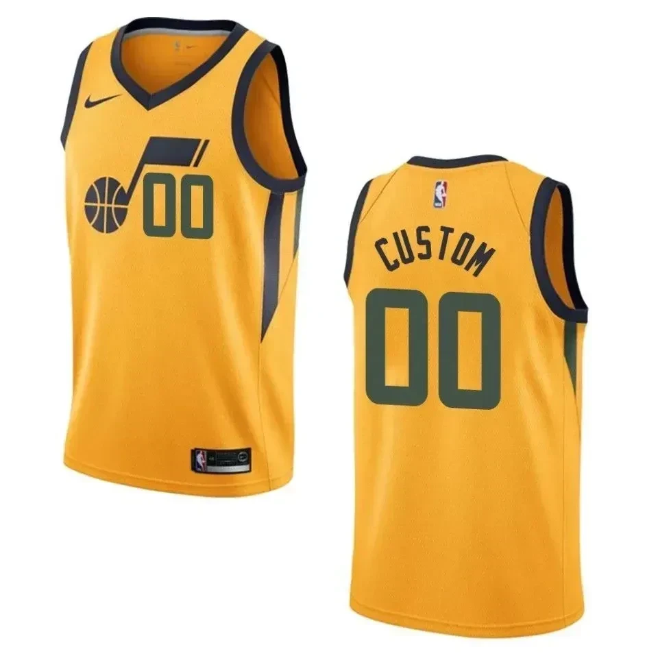 Men's Utah Jazz 00 Custom Statement Swingman Jersey - Yellow - JS810 