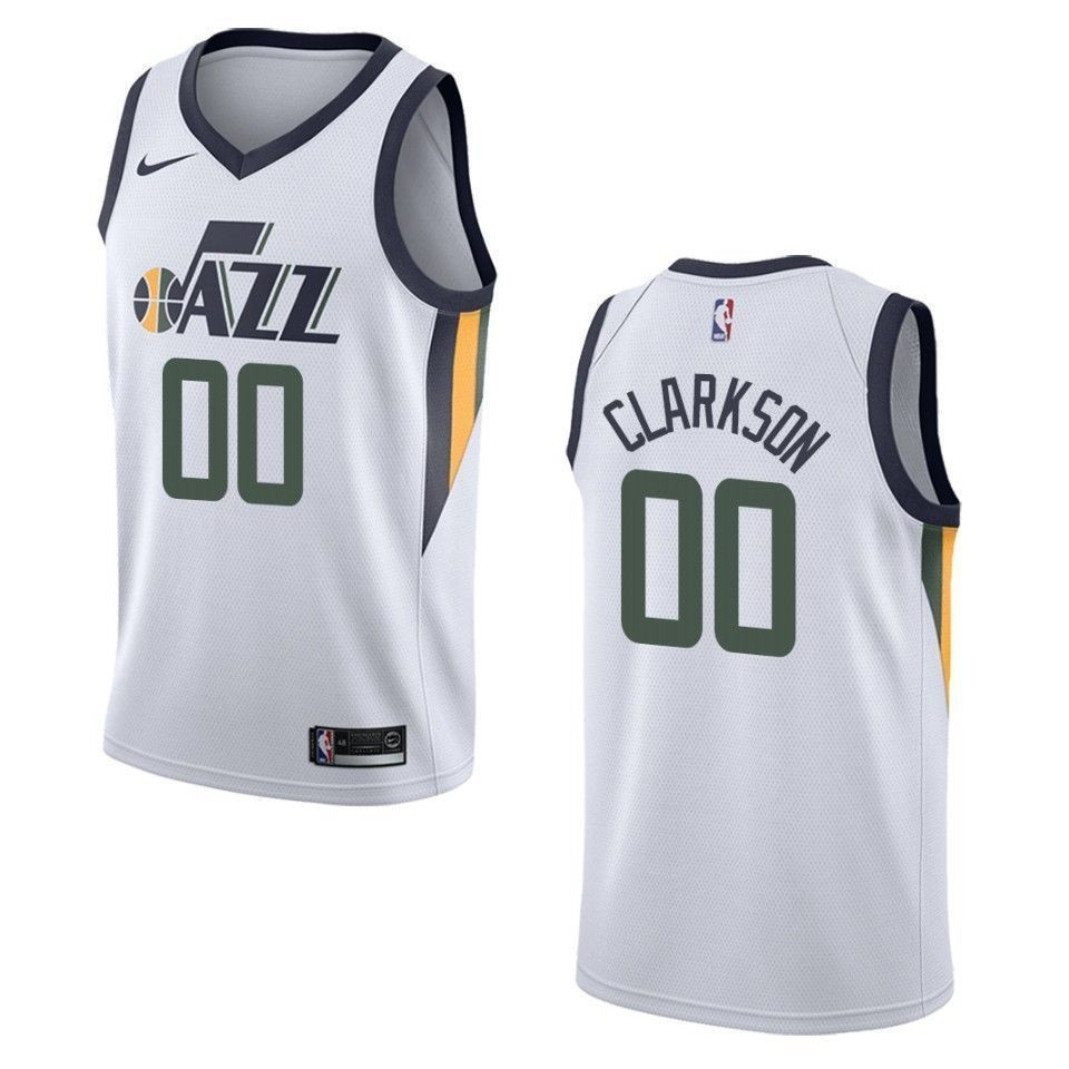 Men's Utah Jazz 00 Jordan Clarkson Association Swingman Jersey - White - JS935 