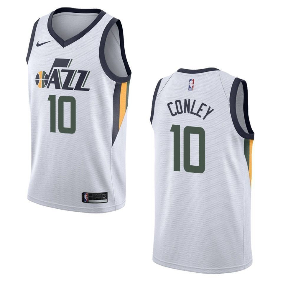 Men's Utah Jazz 10 Mike Conley Association Swingman Jersey - White - JS567 