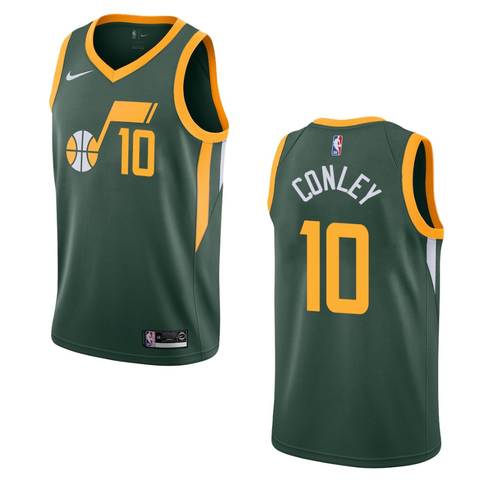 Men's Utah Jazz #10 Mike Conley Earned Swingman Jersey - Green