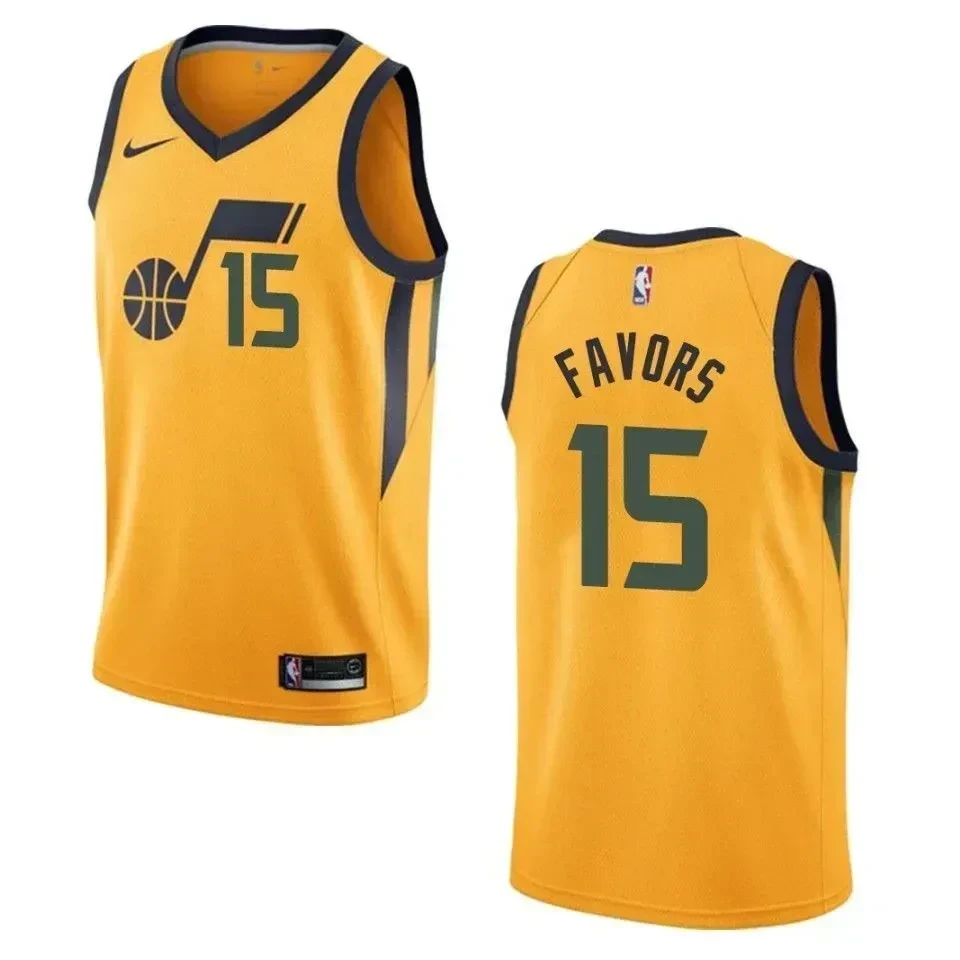 Men's Utah Jazz 15 Derrick Favors Statement Swingman Jersey - Yellow - JS481 