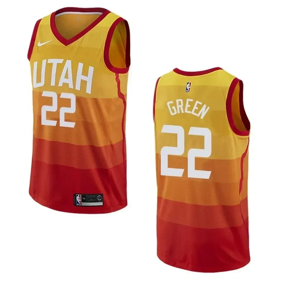 Men's Utah Jazz 22 Jeff Green City Swingman Jersey - Orange - JS648 