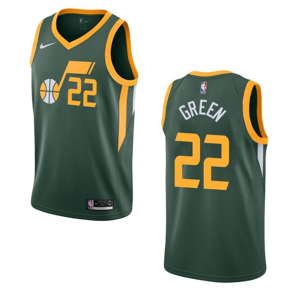 Men's Utah Jazz 22 Jeff Green Earned Swingman Jersey - Green - JS676 