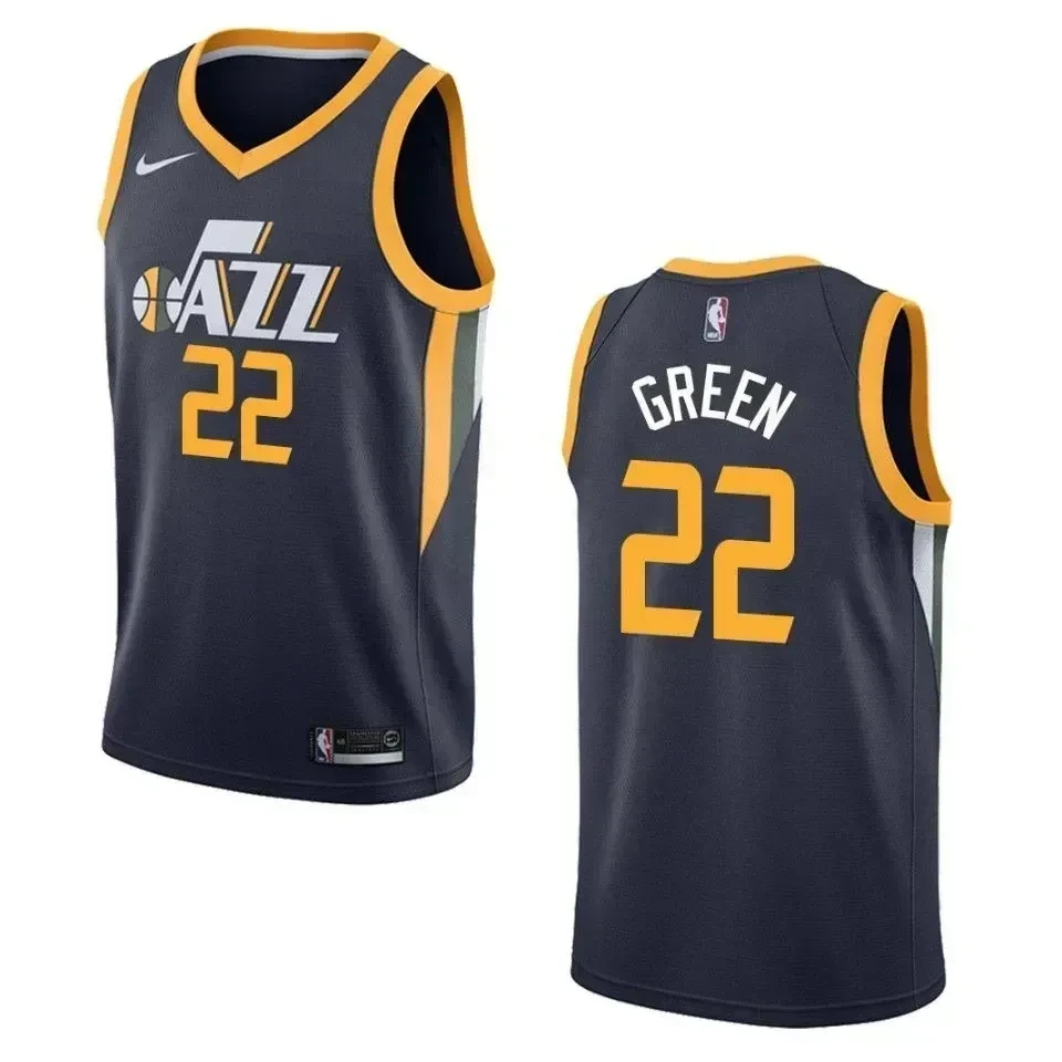 Men's Utah Jazz 22 Jeff Green Icon Swingman Jersey - Navy - JS928 