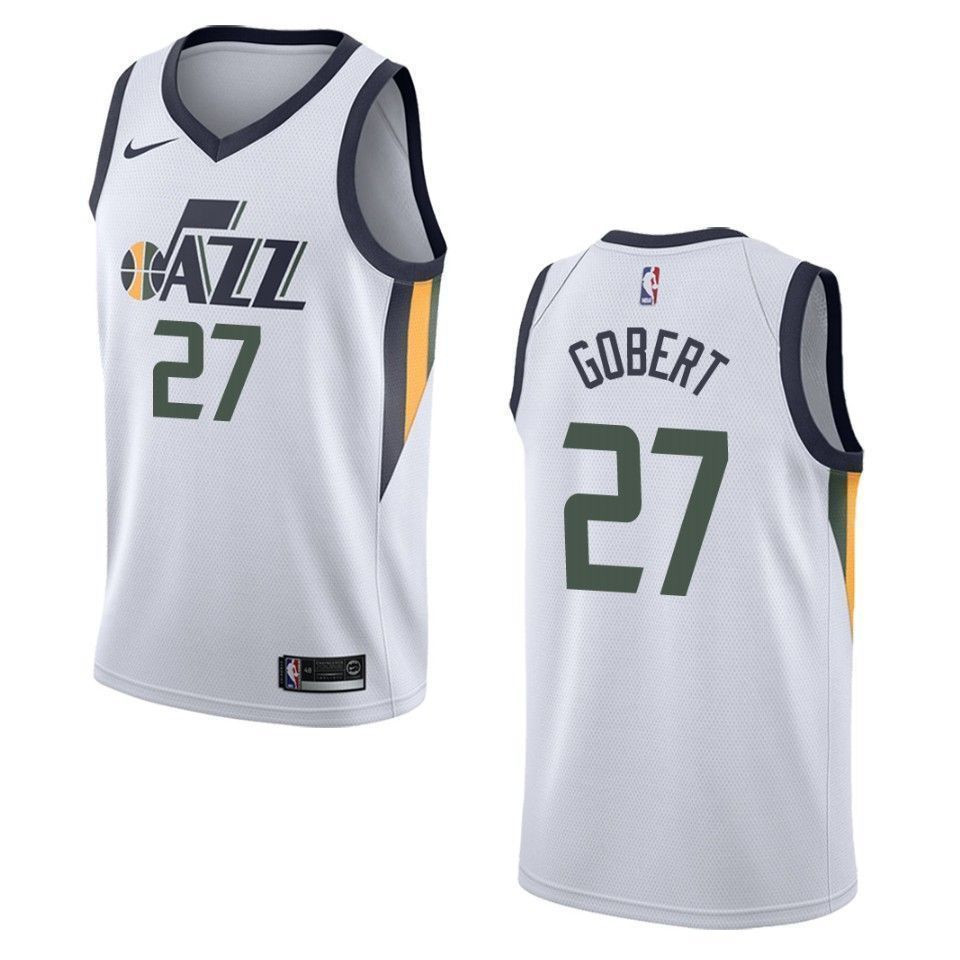 Men's Utah Jazz 27 Rudy Gobert Association Swingman Jersey - White - JS116 