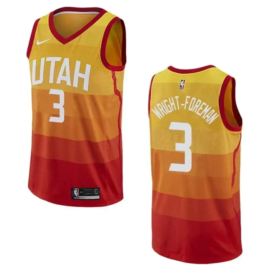 Men's Utah Jazz 3 Justin Wright-foreman City Swingman Jersey - Orange - JS143 