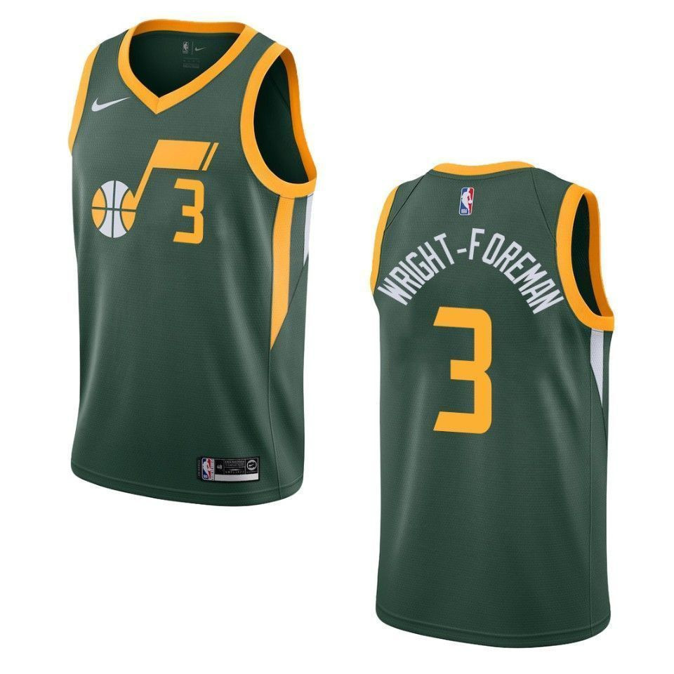 Men's Utah Jazz 3 Justin Wright-foreman Earned Swingman Jersey - Green - JS394 