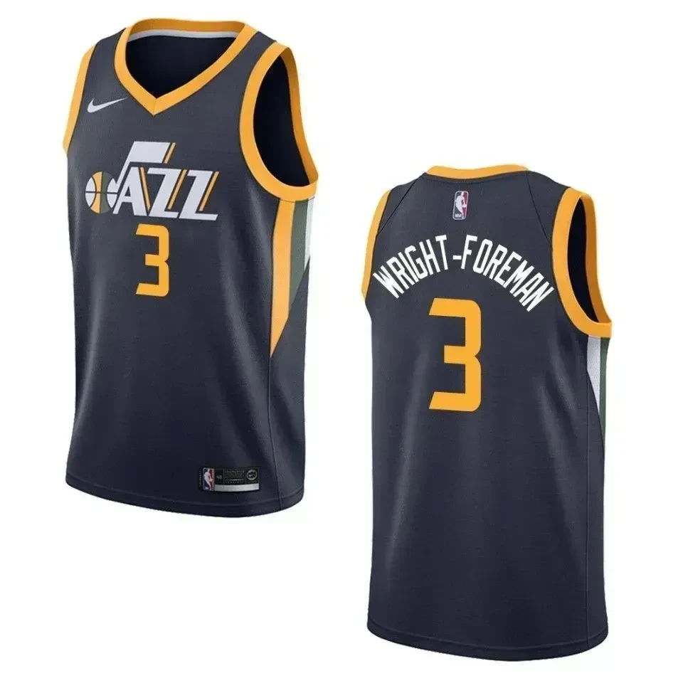 Men's Utah Jazz 3 Justin Wright-foreman Icon Swingman Jersey - Navy - JS899 