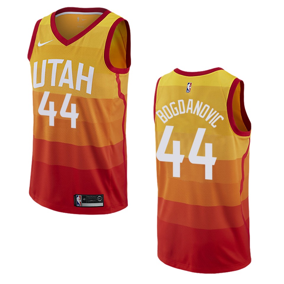 Men's Utah Jazz #44 Bojan Bogdanovic City Swingman Jersey - Orange