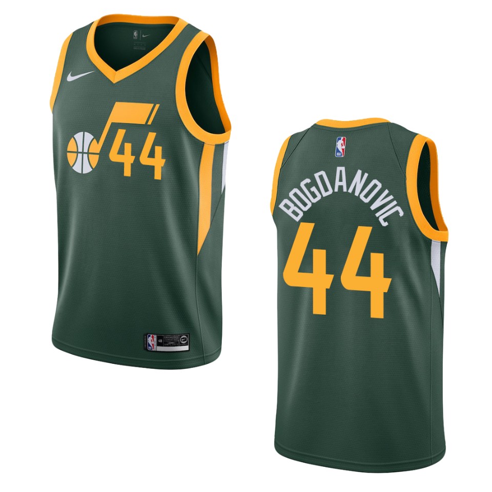 Men's Utah Jazz #44 Bojan Bogdanovic Earned Swingman Jersey - Green