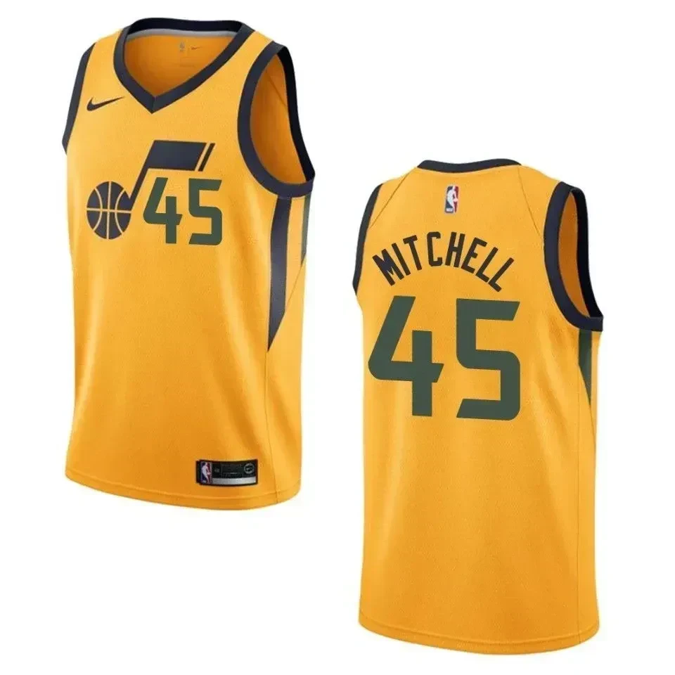 Men's Utah Jazz 45 Donovan Mitchell Statement Swingman Jersey - Yellow - JS977 