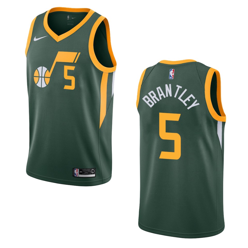 Men's Utah Jazz #5 Jarrell Brantley Earned Swingman Jersey - Green