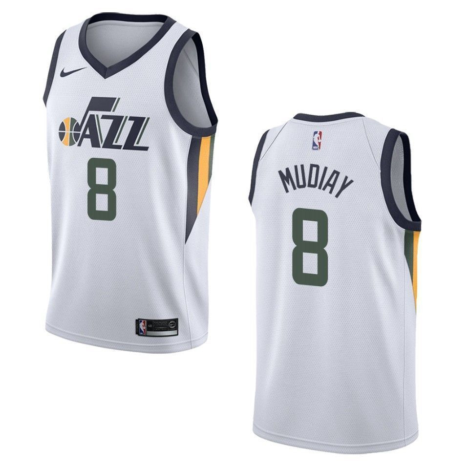 Men's Utah Jazz 8 Emmanuel Mudiay Association Swingman Jersey - White - JS206 