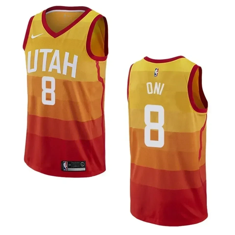 Men's Utah Jazz 8 Miye Oni City Swingman Jersey - Orange - JS570 