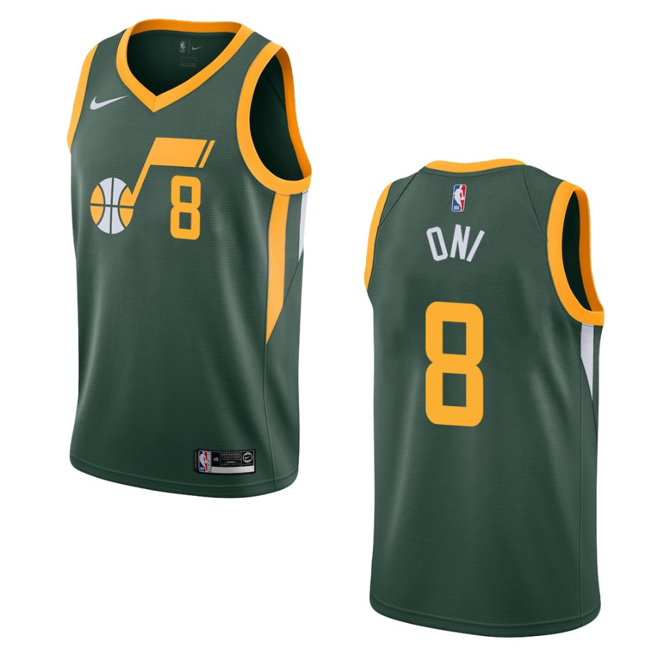 Men's Utah Jazz #8 Miye Oni Earned Swingman Jersey - Green