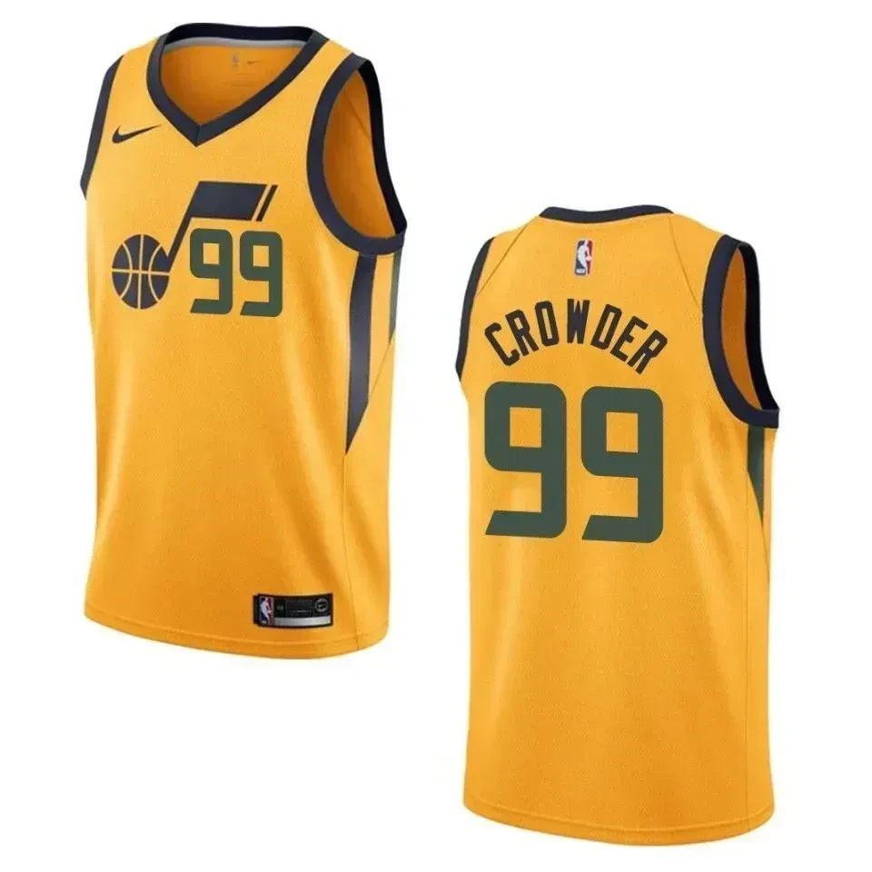 Men's Utah Jazz 99 Jae Crowder Statement Swingman Jersey - Yellow - JS653 