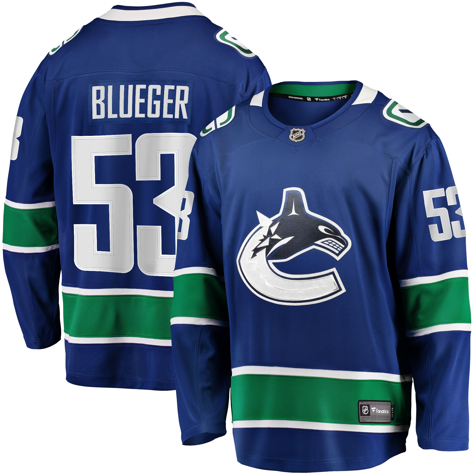Men's Vancouver Canucks Teddy Blueger Blue Home Breakaway Jersey - JS512 
