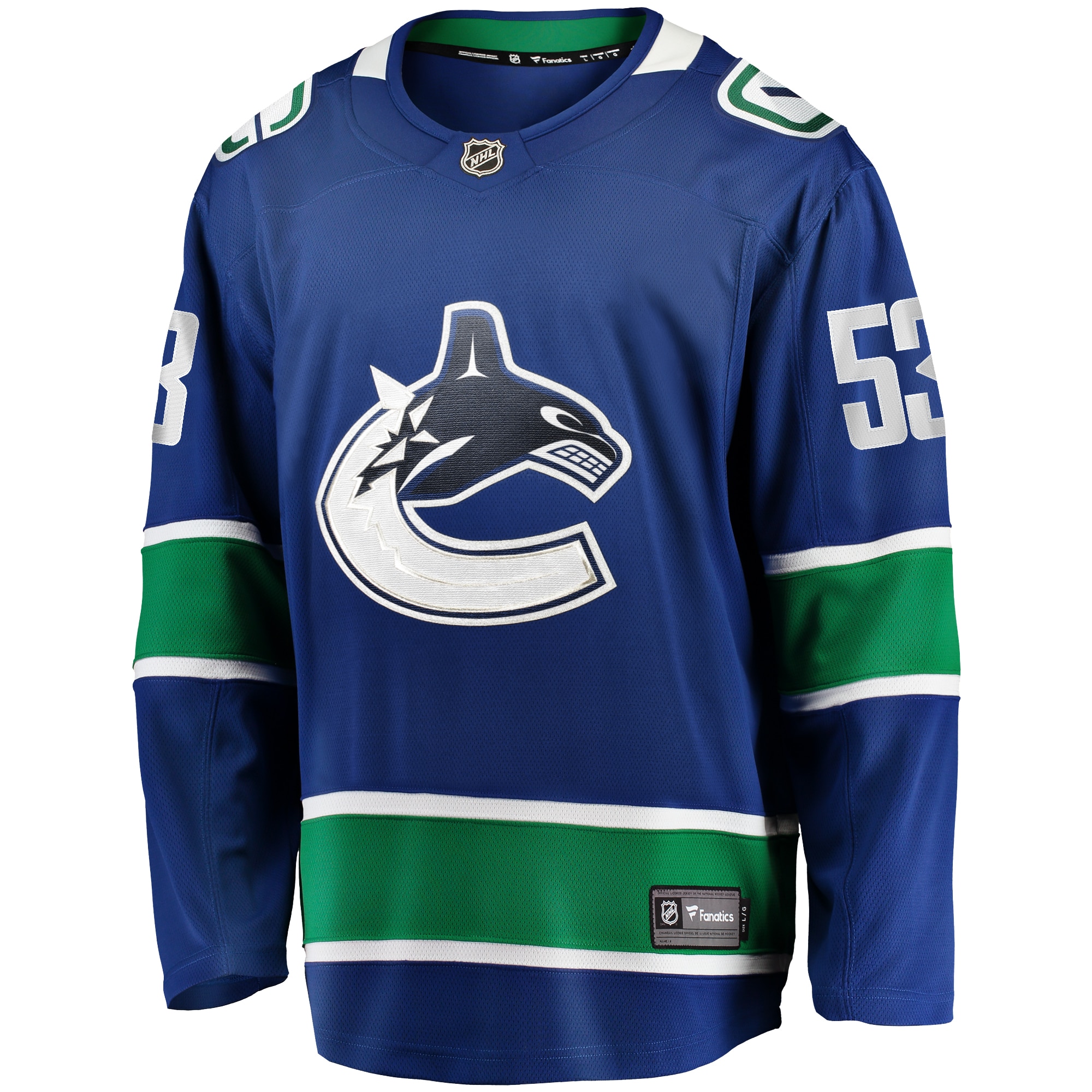 Alternative view of Men's Vancouver Canucks Teddy Blueger Blue Home Breakaway Jersey - JS512 