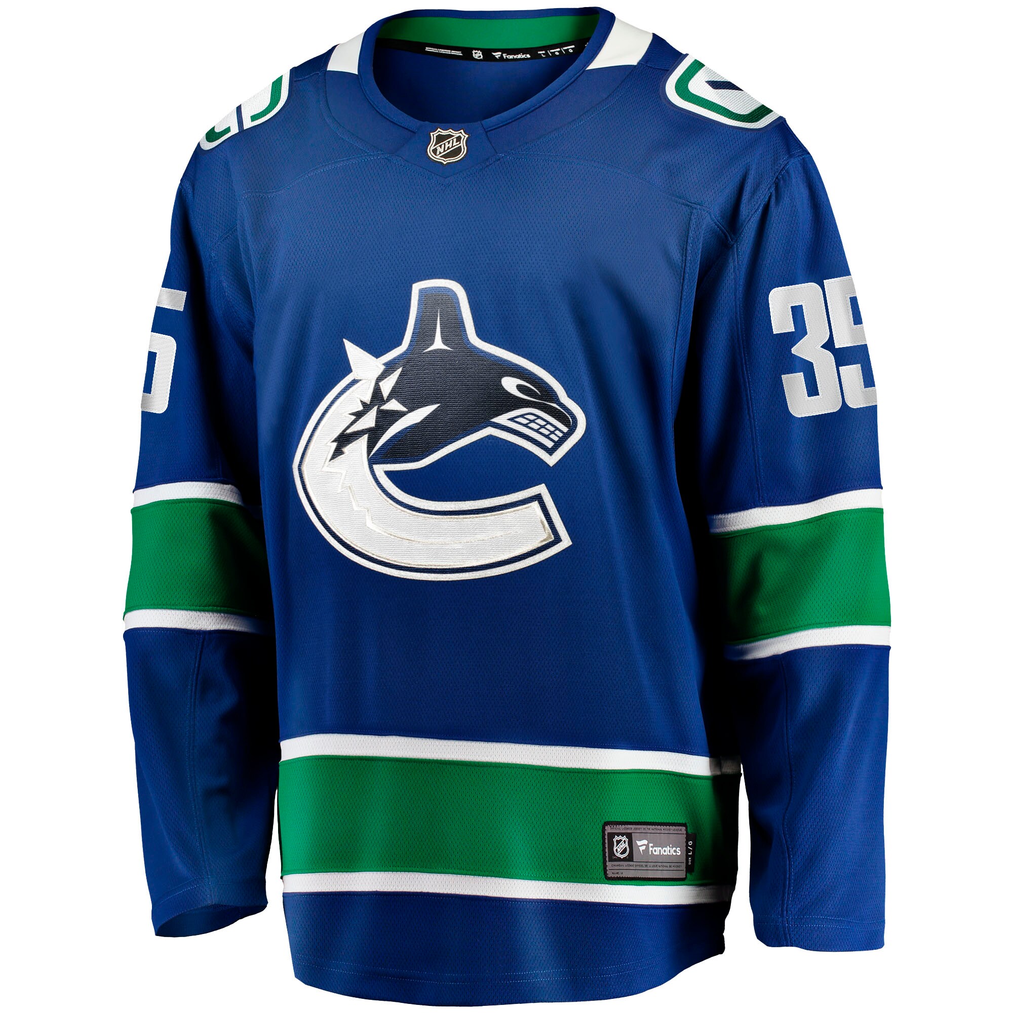 Alternative view of Men's Vancouver Canucks Thatcher Demko Blue Home Breakaway Jersey - JS180 