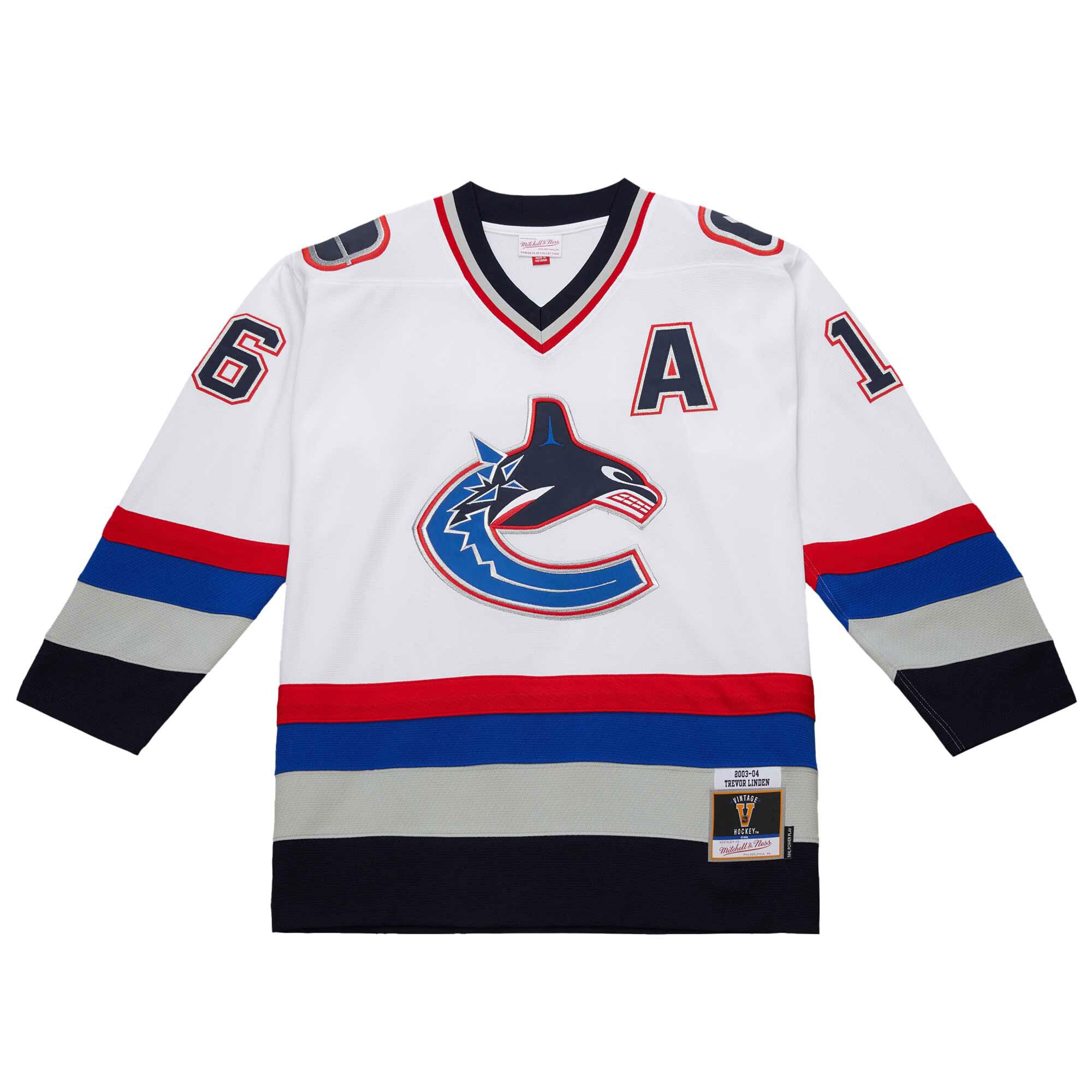 Alternative view of Men's Vancouver Canucks Trevor Linden White 2003-04 Power Play Jersey - JS593 
