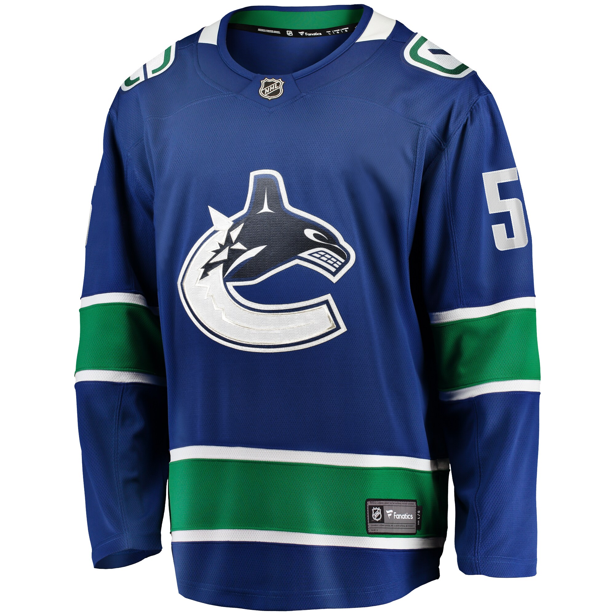 Alternative view of Men's Vancouver Canucks Tucker Poolman Blue Home Premier Breakaway Player Jersey - JS512 