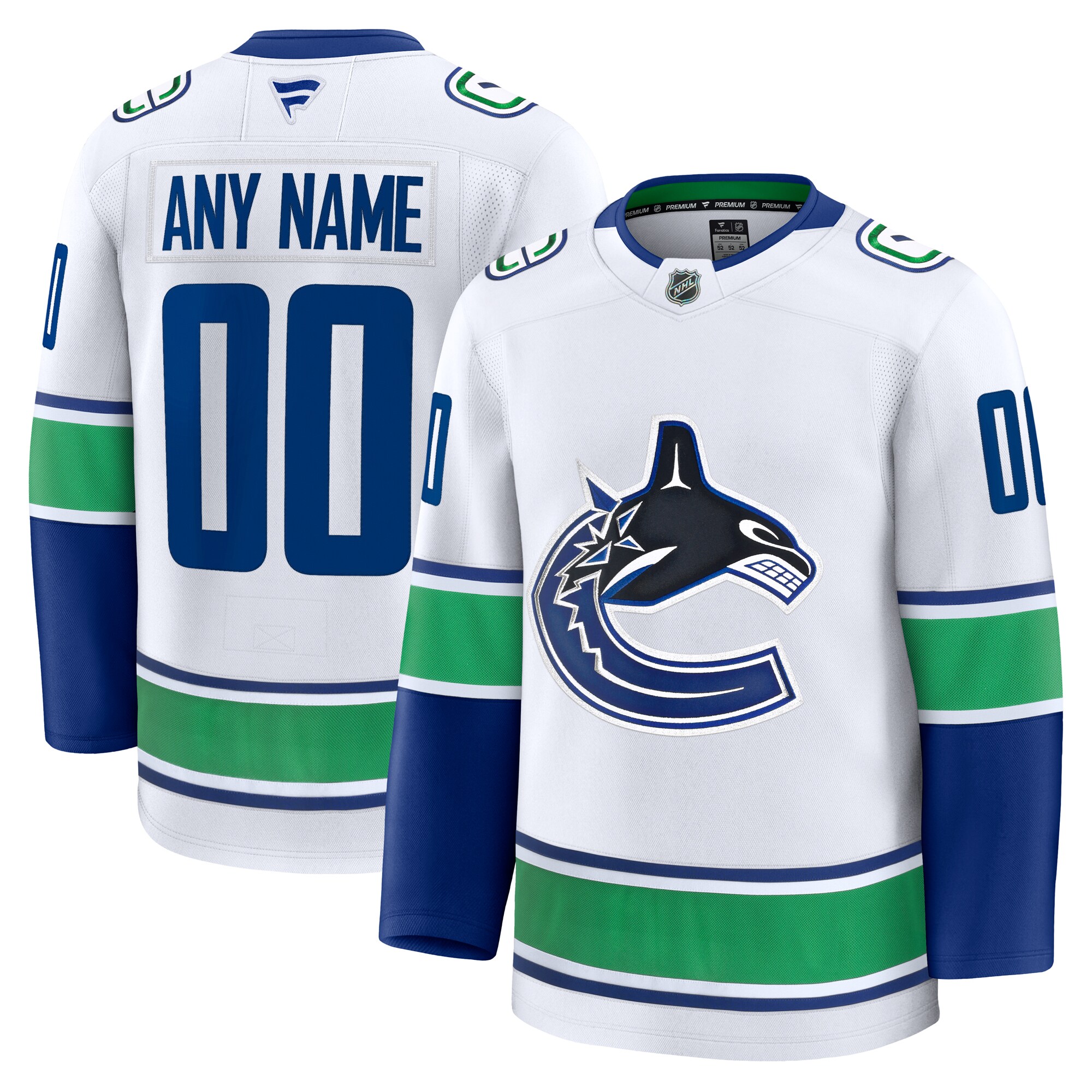 Men's Vancouver Canucks White Away Premium Custom Jersey - JS169 