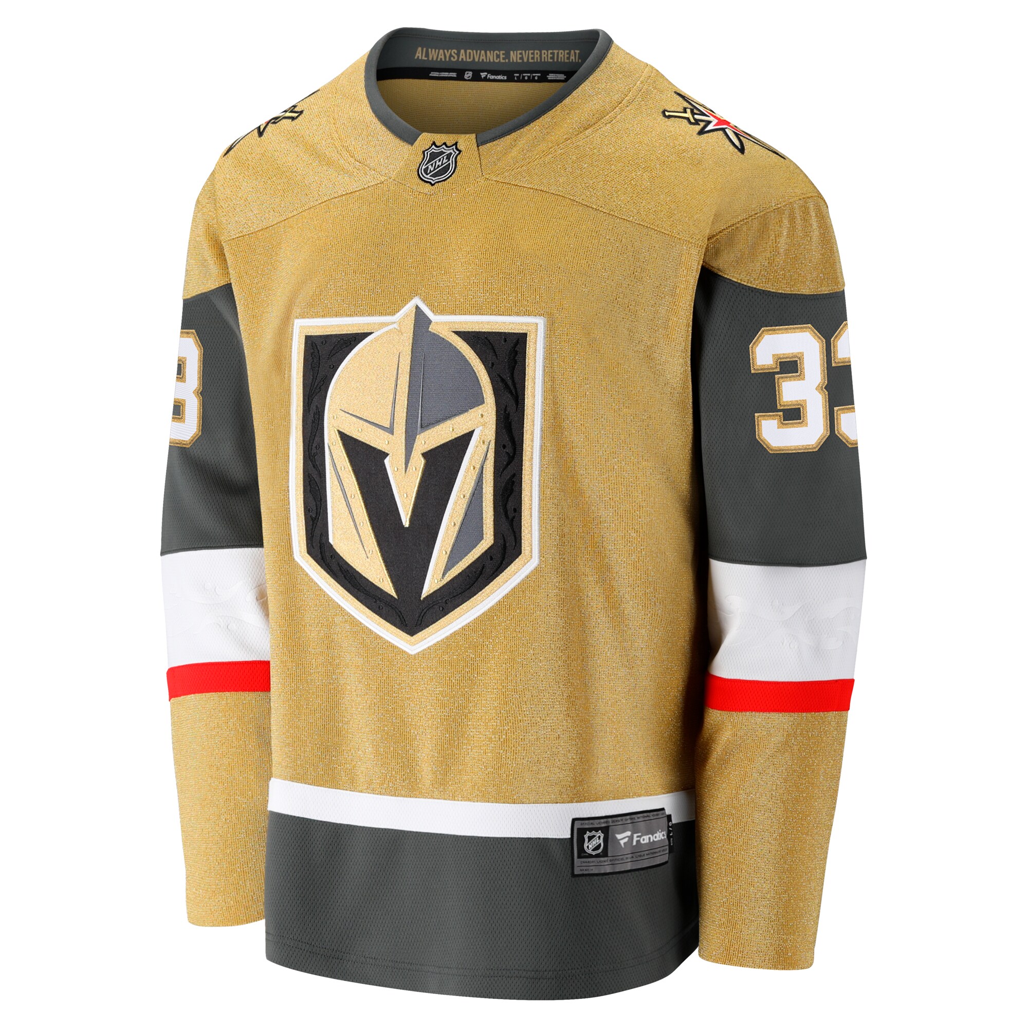 Alternative view of Men's Vegas Golden Knights Adin Hill Gold Home Breakaway Jersey - JS262 