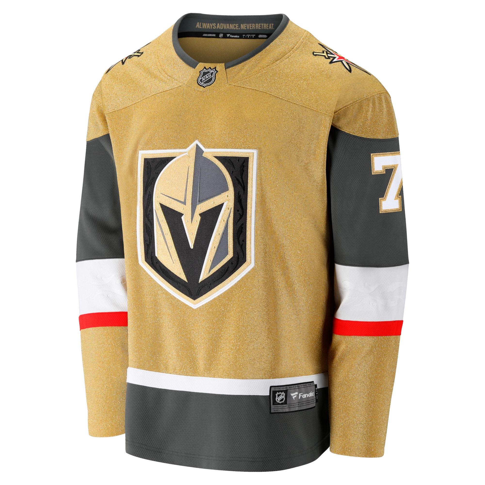 Alternative view of Men's Vegas Golden Knights Alex Pietrangelo Gold Home Breakaway Jersey - JS286 