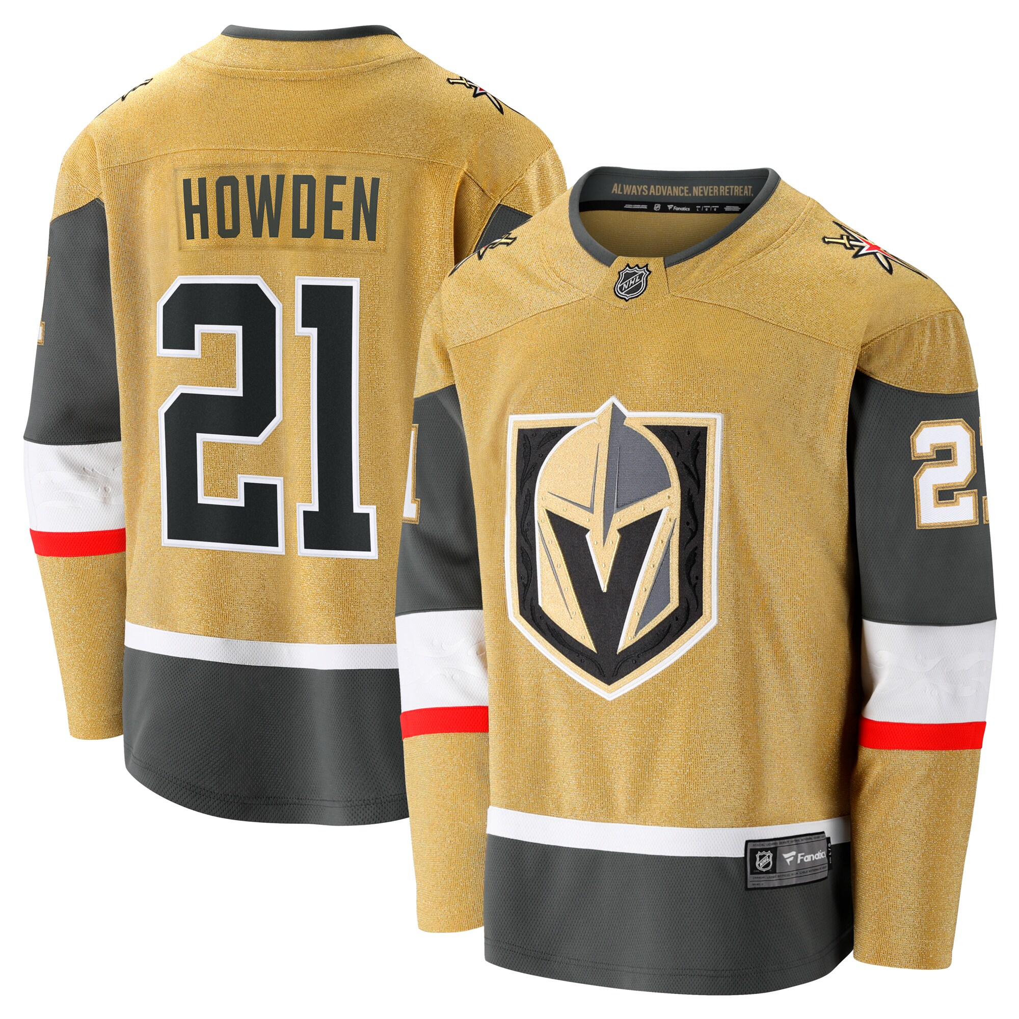 Men's Vegas Golden Knights Brett Howden Gold Home Premier Breakaway Player Jersey - JS131 