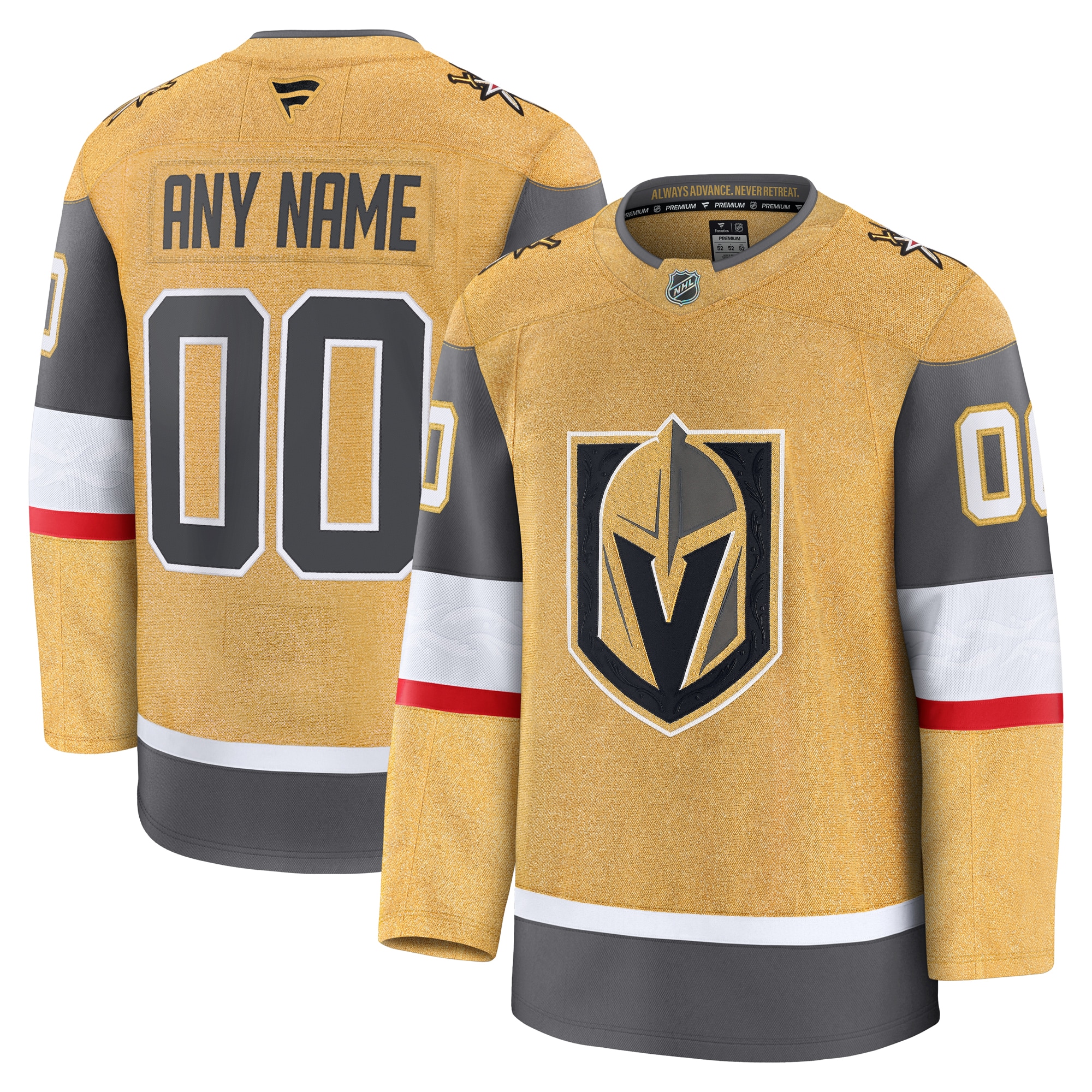 Men's Vegas Golden Knights Gold Home Premium Custom Jersey - JS719 