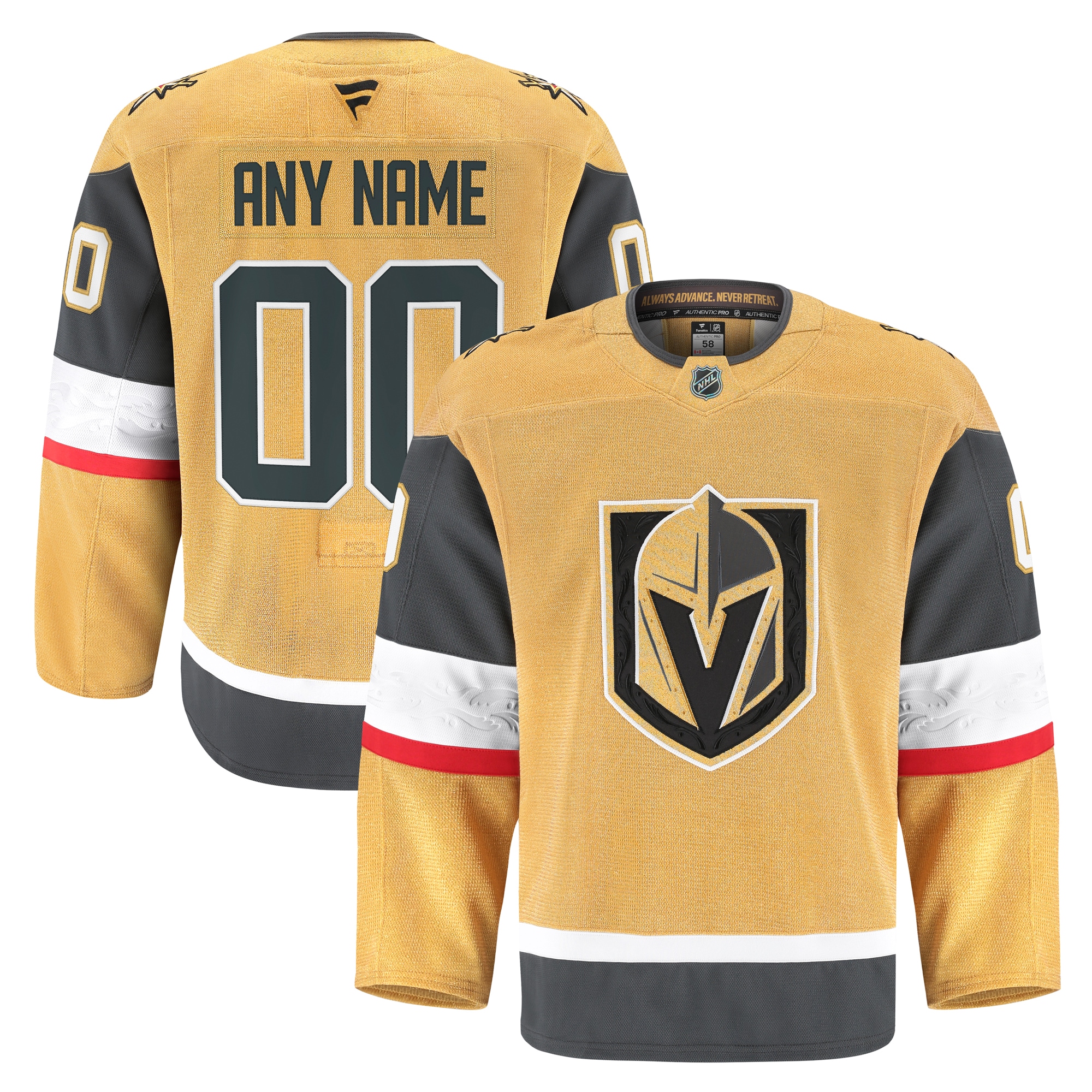 Men's Vegas Golden Knights Gold Home Pro Custom Jersey - JS686 