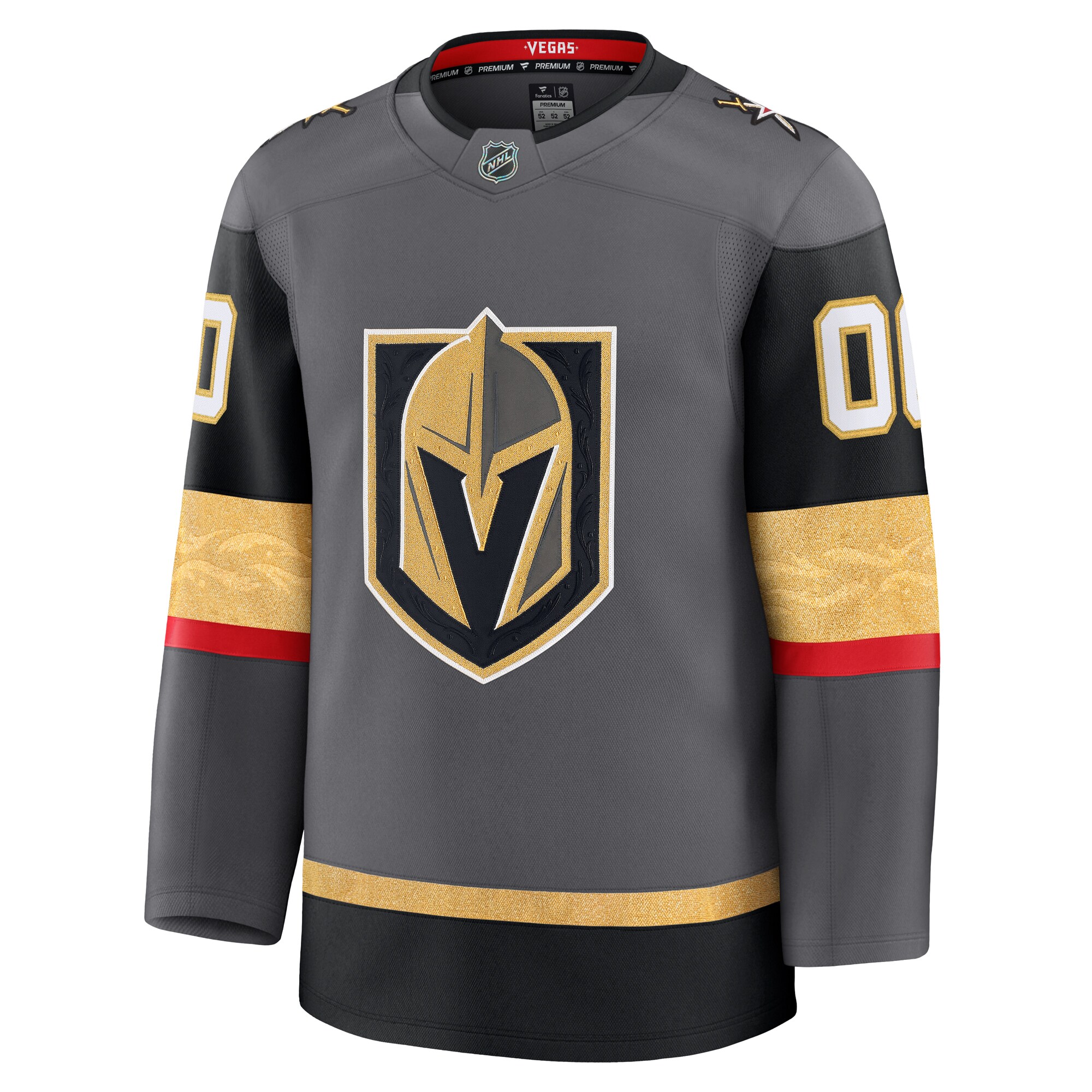 Alternative view of Men's Vegas Golden Knights Gray Alternate Premium Custom Jersey - JS755 
