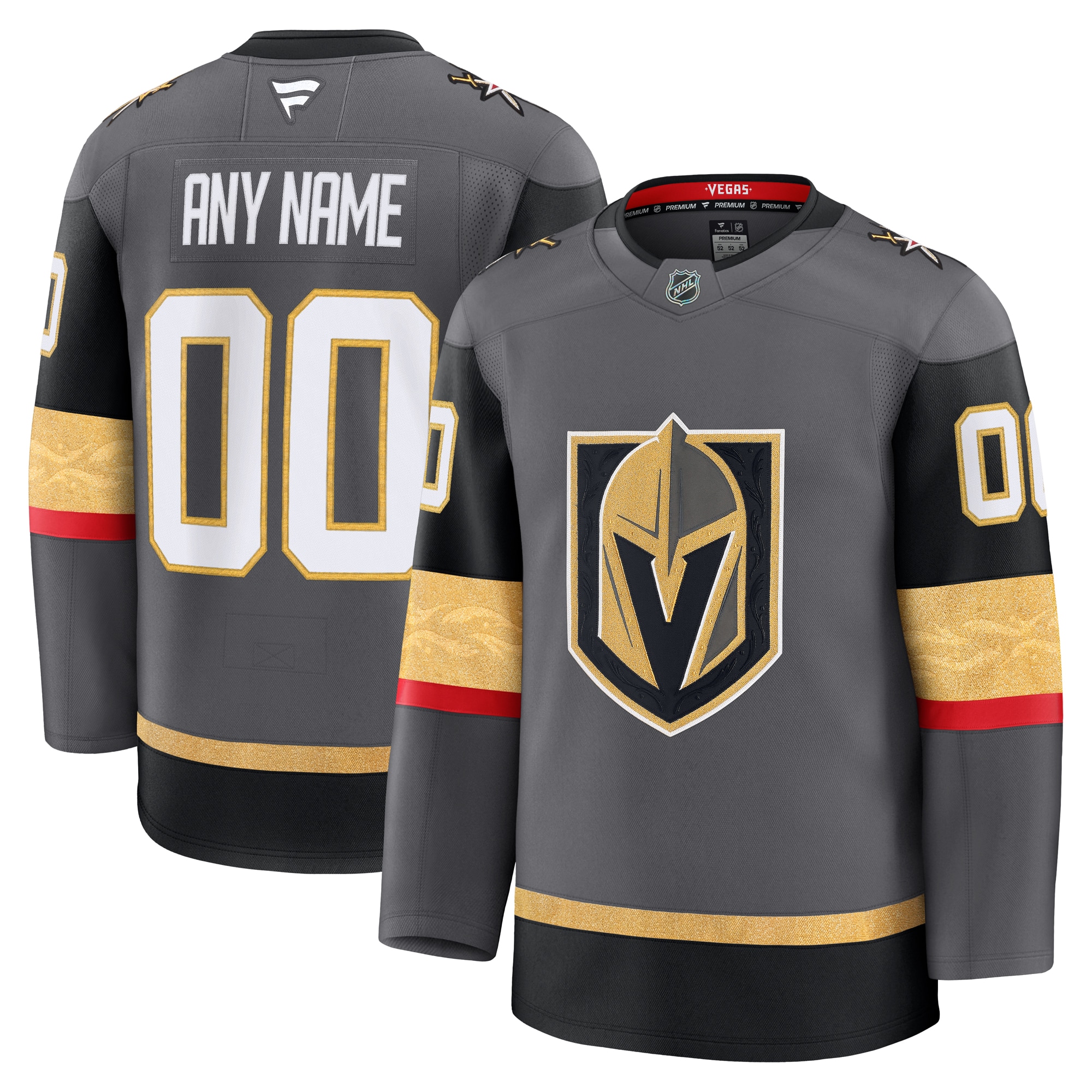 Men's Vegas Golden Knights Gray Alternate Premium Custom Jersey - JS816 