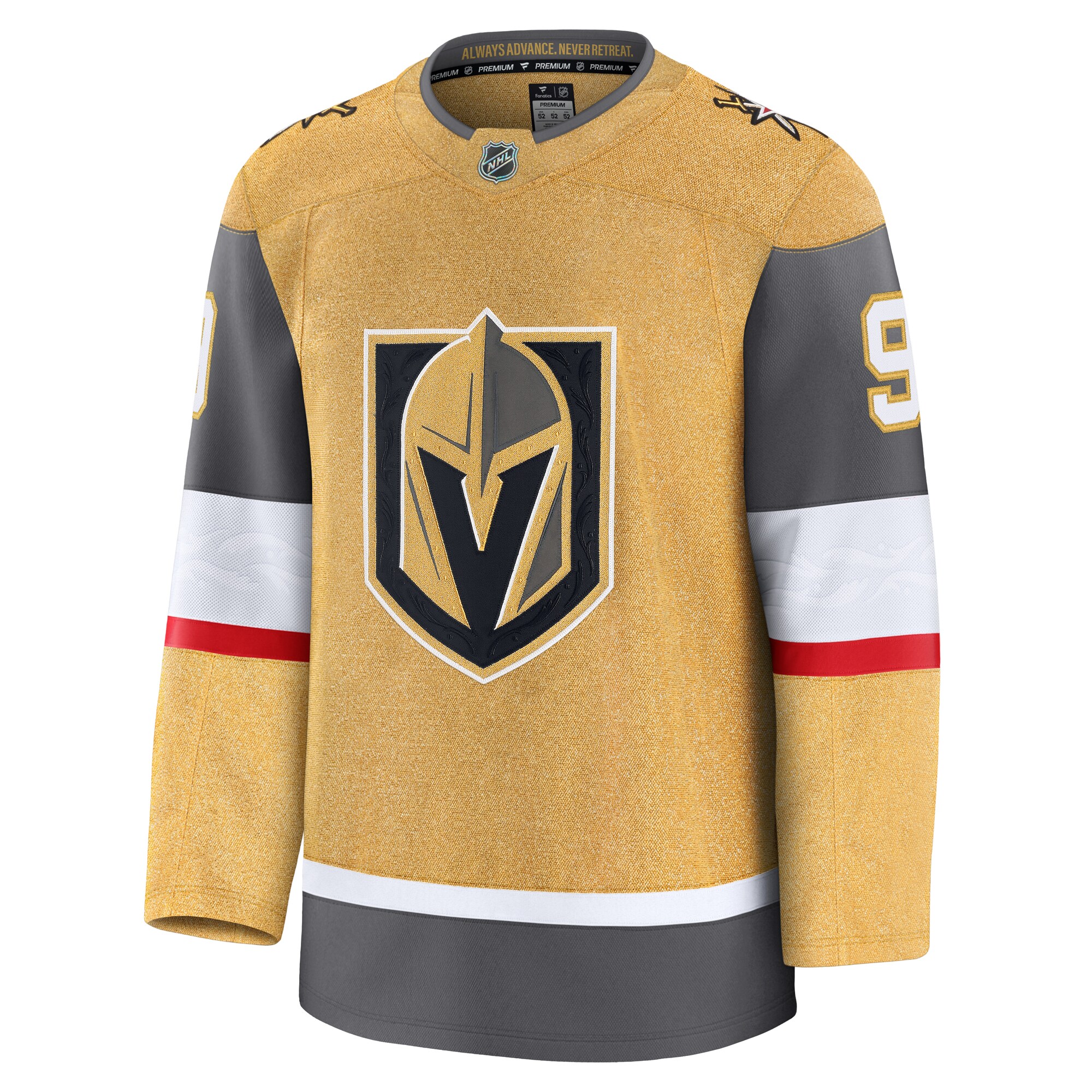 Alternative view of Men's Vegas Golden Knights Jack Eichel Gold Home Premium Jersey - JS654 