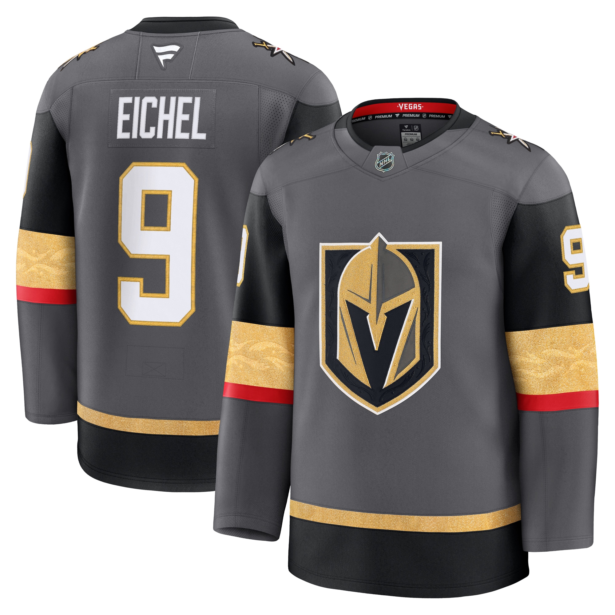Men's Vegas Golden Knights Jack Eichel Gray Alternate Premium Jersey - JS364 